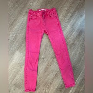 Zara trafaluc denim hot pink jeans